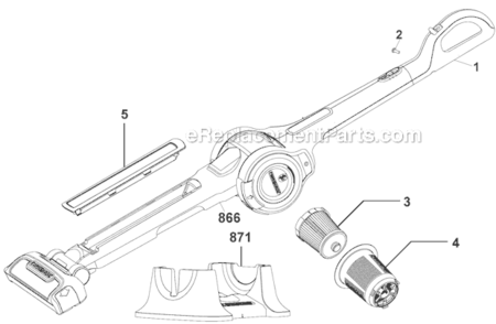 Page A Diagram and Parts List for PSV1800 Type 1 Black and Decker Upright Vacuum